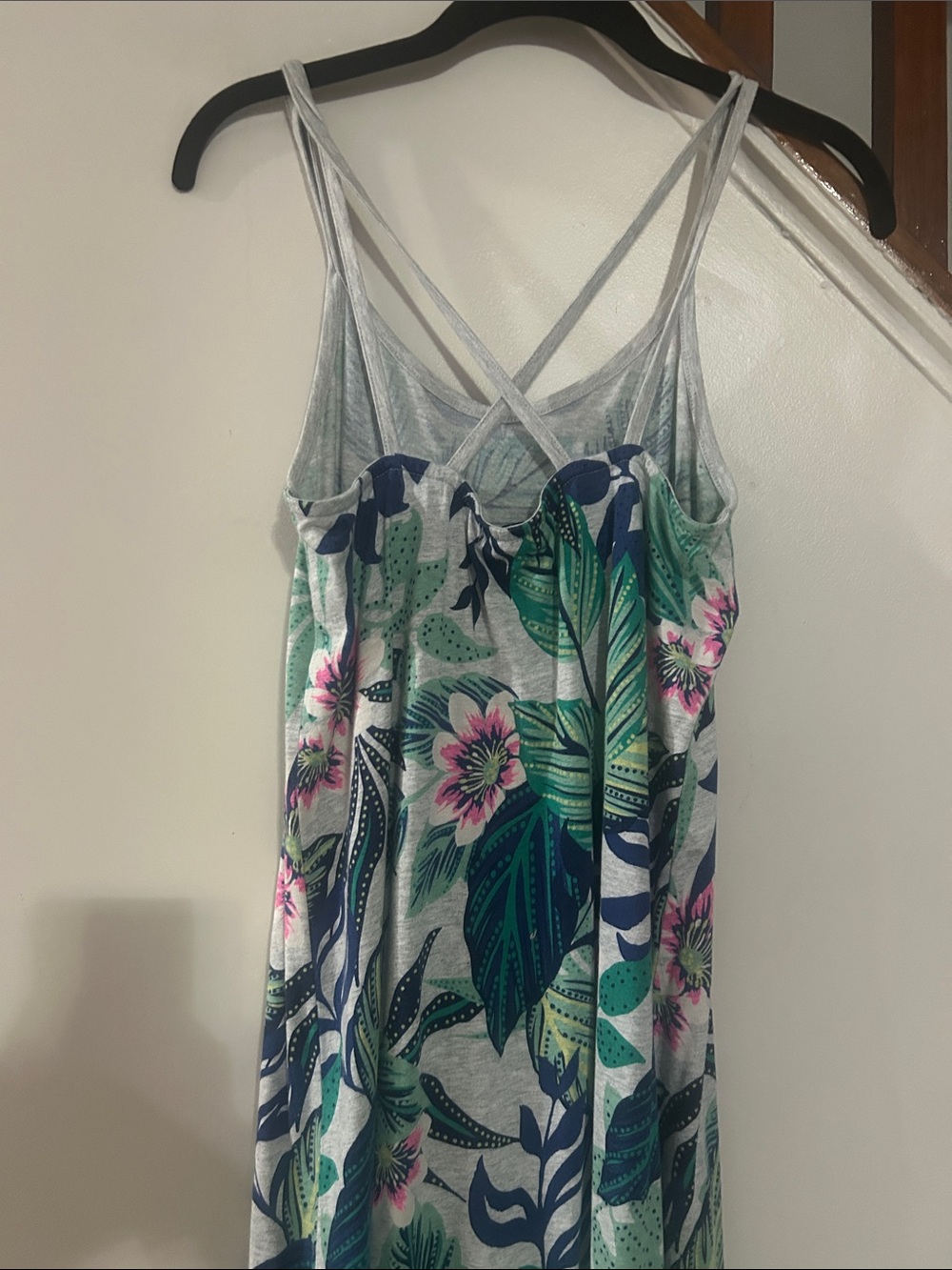 GAP Blue Green Pink Tropical-Print Spaghetti-Strap Maxi Dress - Picture 7 of 8